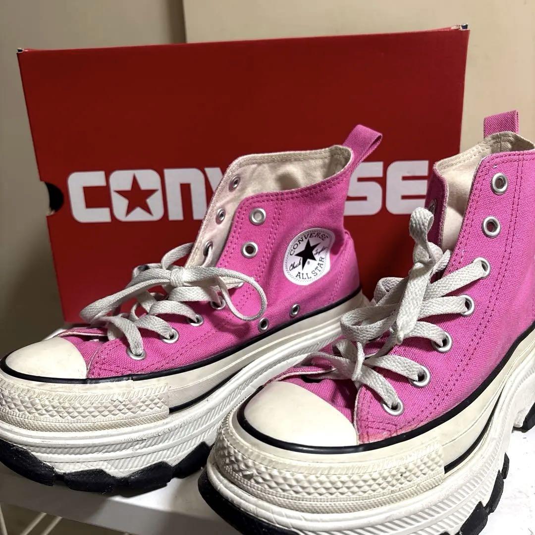 Converse ALL STAR ピンク ハイカット厚底スニーカー