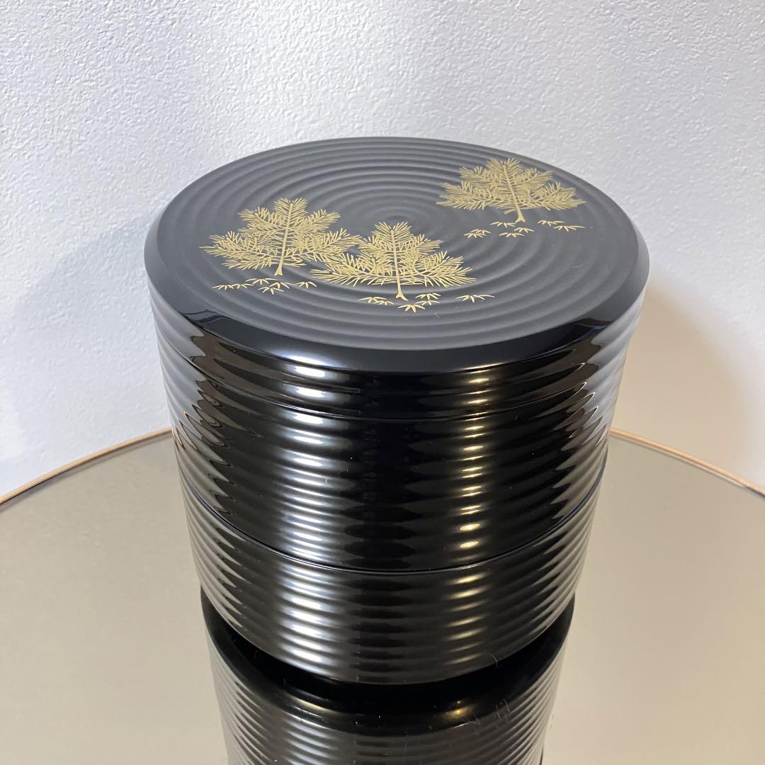 京都平安 象彦 若松蒔絵 内朱丸重 重箱 二段丸重 菓子器 お弁当
