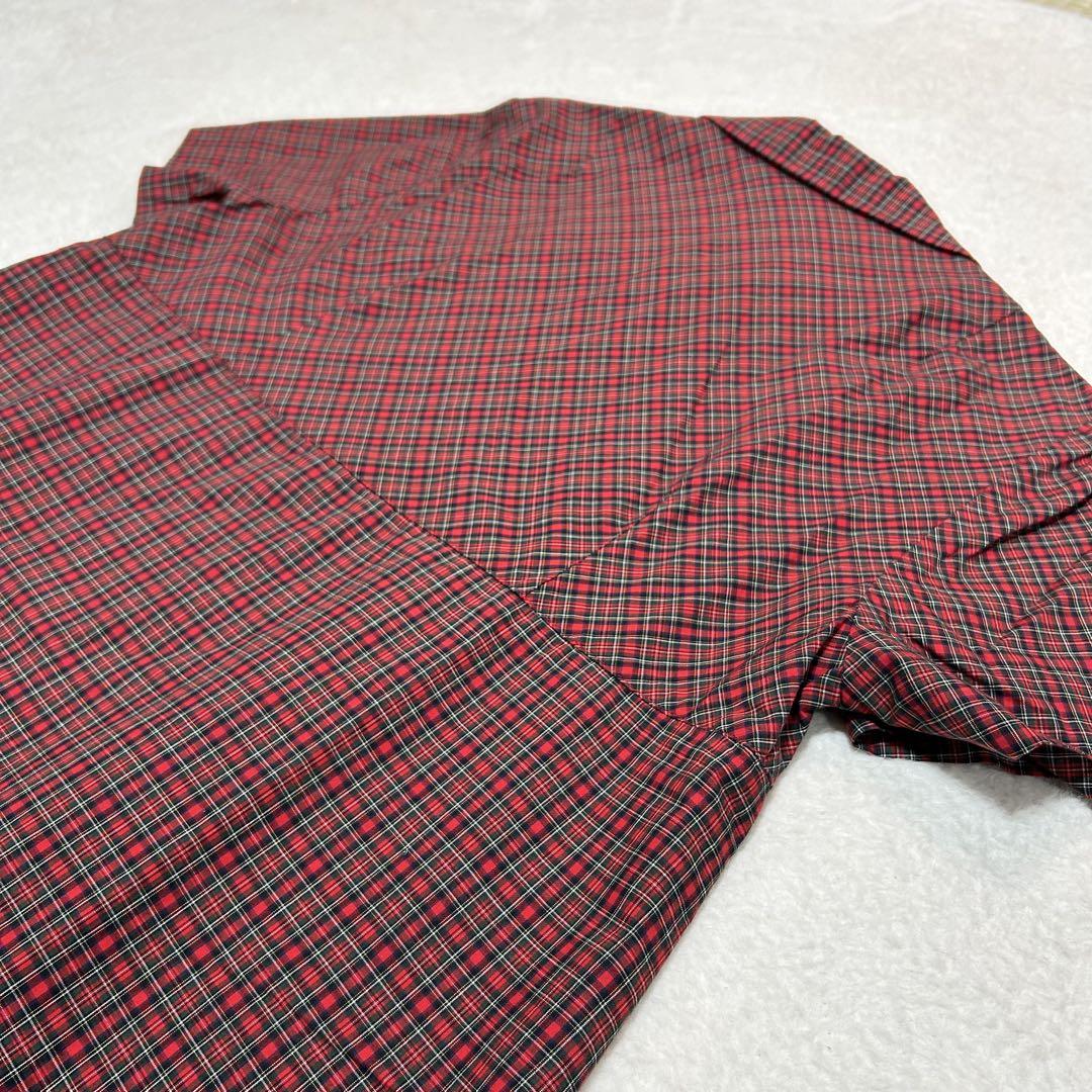 【YORKLAND】美品　希少80s~タータンチェック　シャツワンピース　赤 YORKLAND】美品 希少80s~タータンチェック シャツワンピース 赤