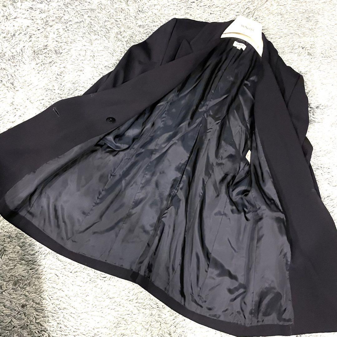 美品】FOXEY 紺ブレ ダブル ブレザー 金ボタン ロゴボタン ネイビー