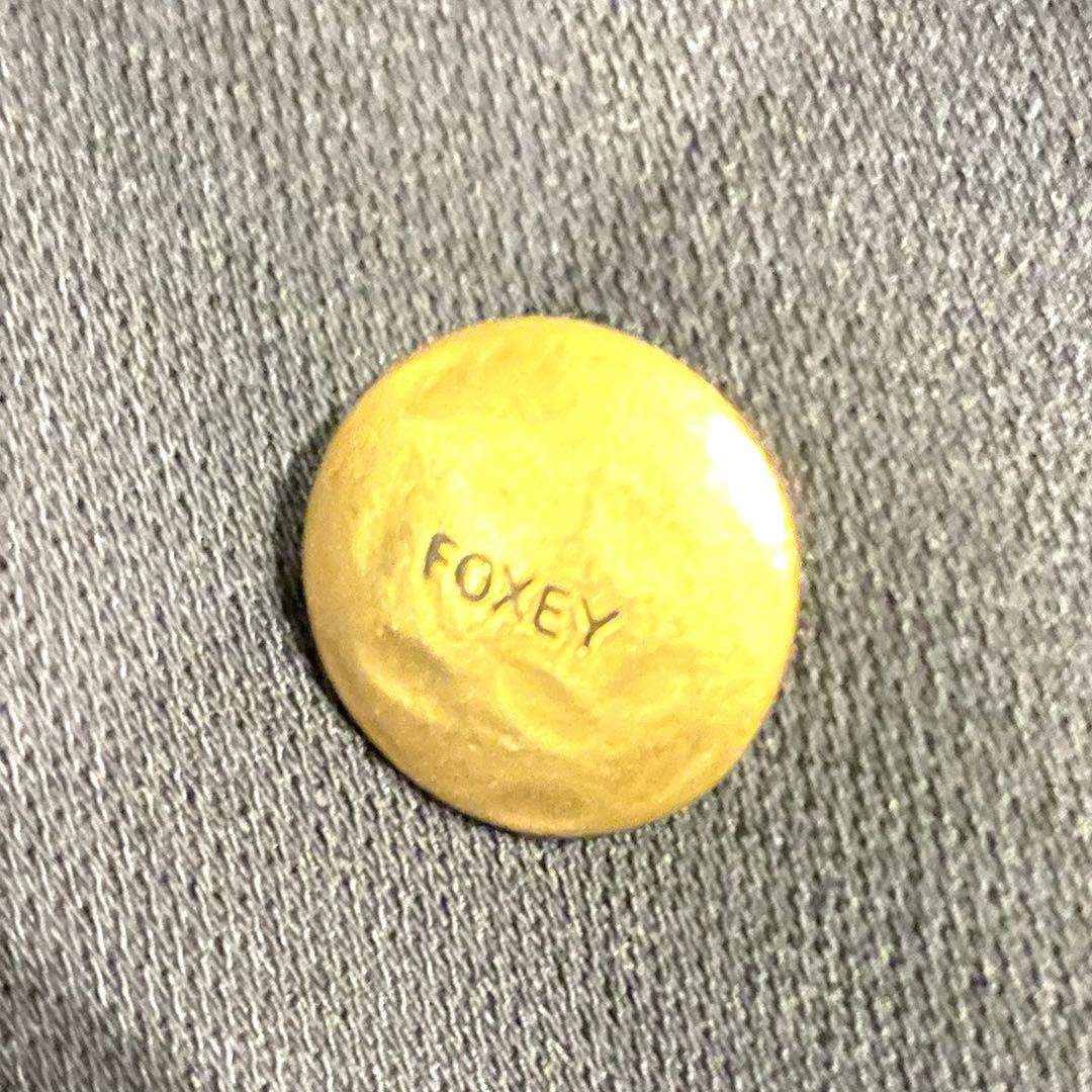 美品】FOXEY 紺ブレ ダブル ブレザー 金ボタン ロゴボタン ネイビー
