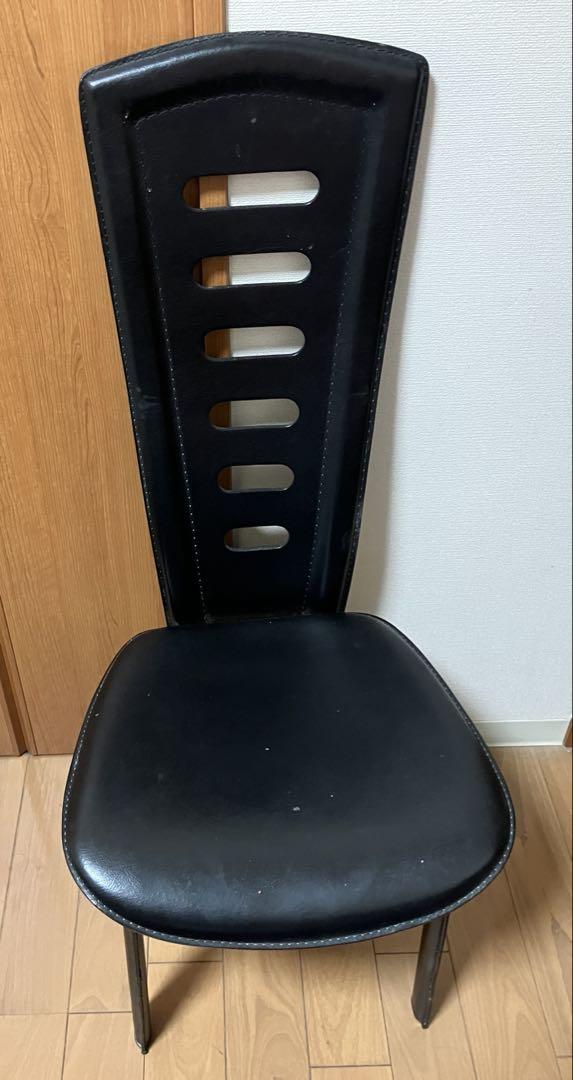 大塚家具 食卓椅子4脚 革 黒 大塚家具 食卓椅子4脚 革 黒