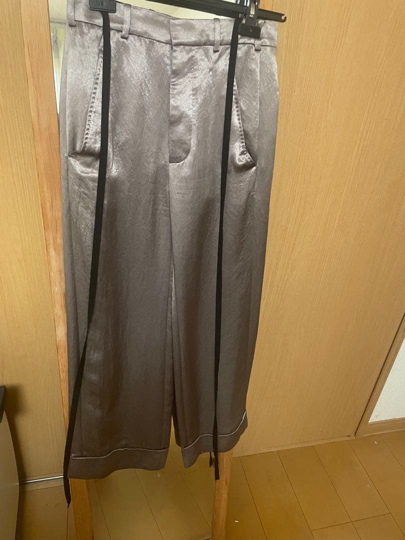 ANN DEMEULEMEESTER シルバー ワイドパンツ 36S Ann Demeulemeester