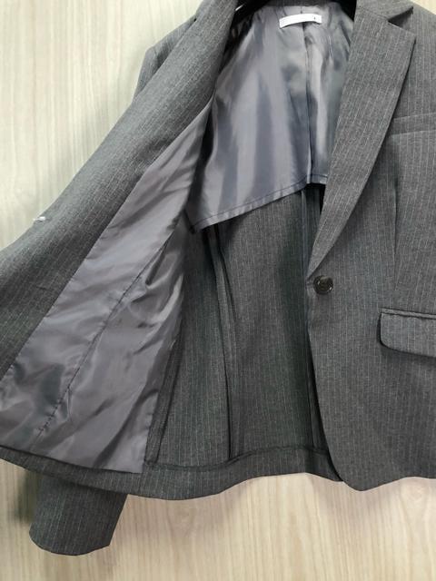 大人気得価 新品 2パンツスーツ オフィスに j720 uCEMt-m21148295183 15号L~LL グレー系ストライプ 豊富な人気SALE