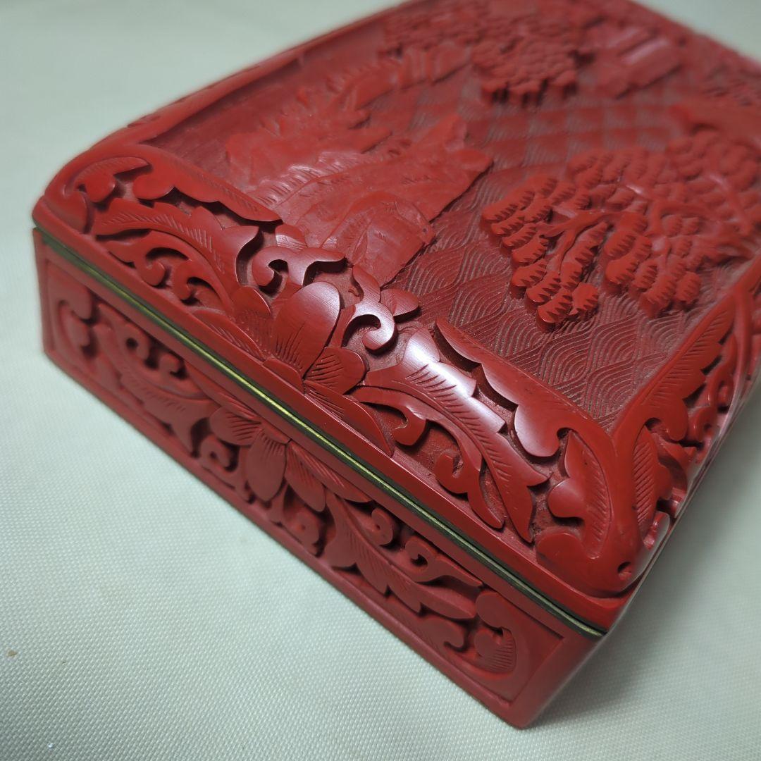 中国美術　内七宝　堆朱　宝石箱