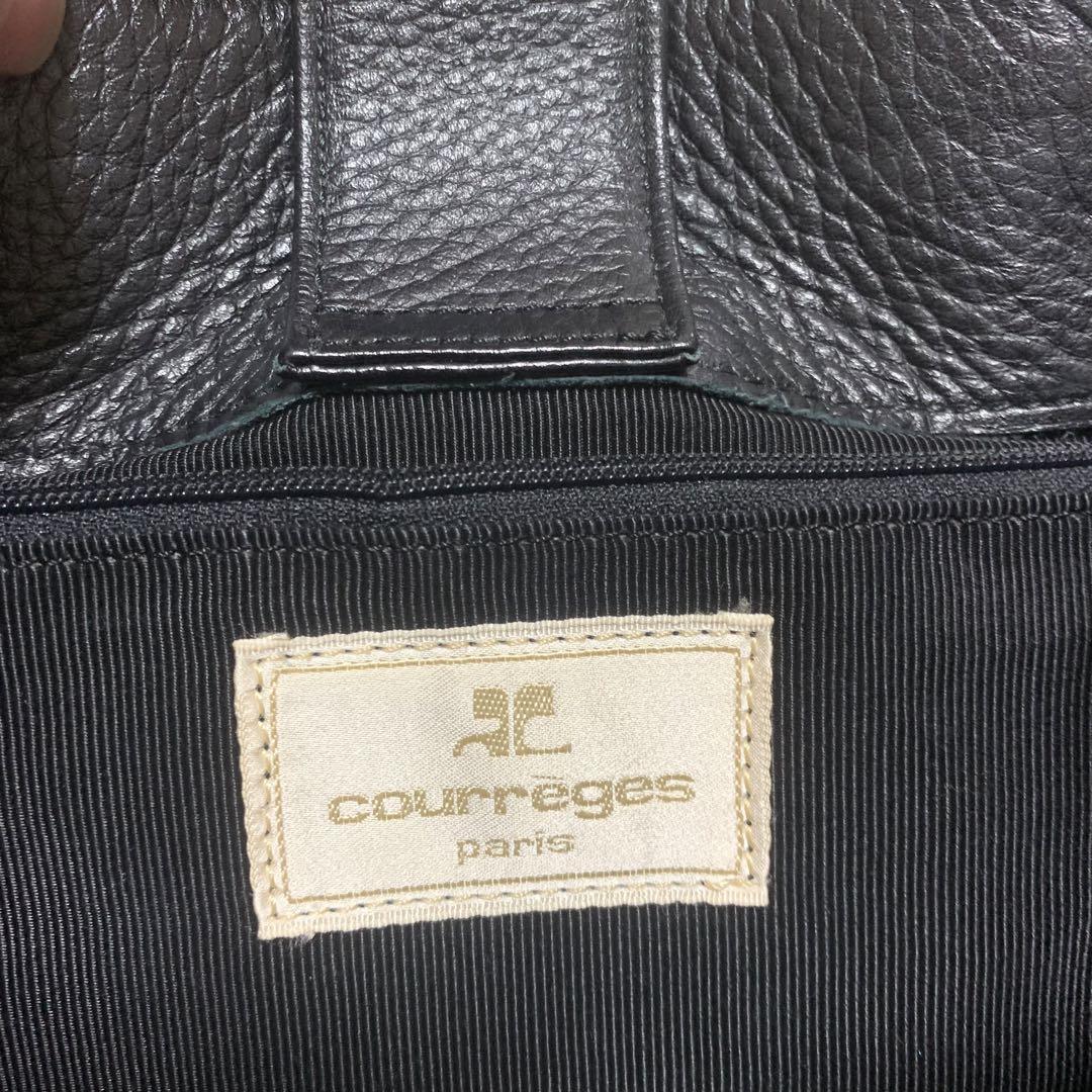 courregesロゴ金具ハンドバッグ Courreges ✨希少美品✨ ハンドバッグ ロゴ 金具 型押し シボ革