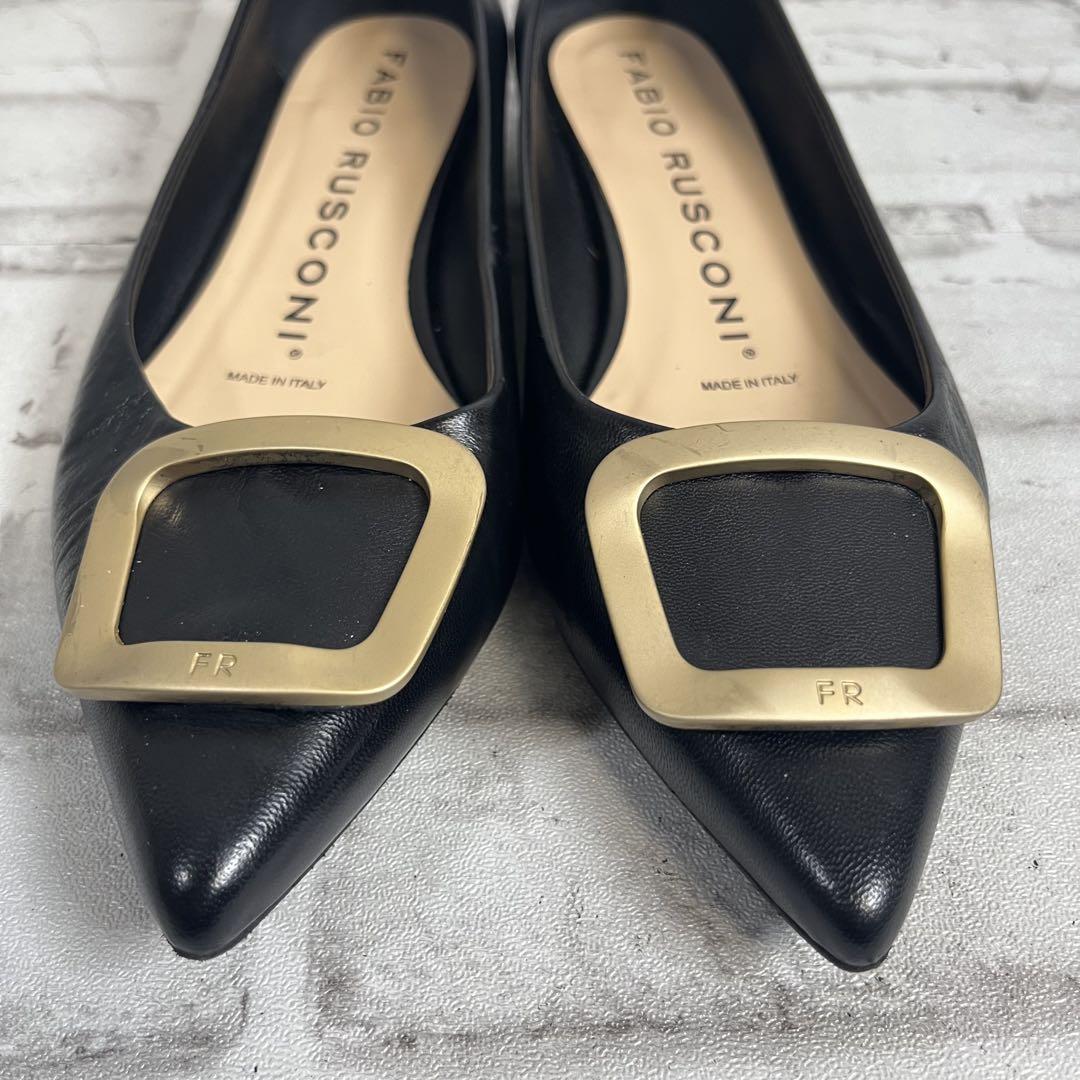 【美品】ファビオルスコーニ　バックルパンプスブラック35 1/2 ポインテッドト