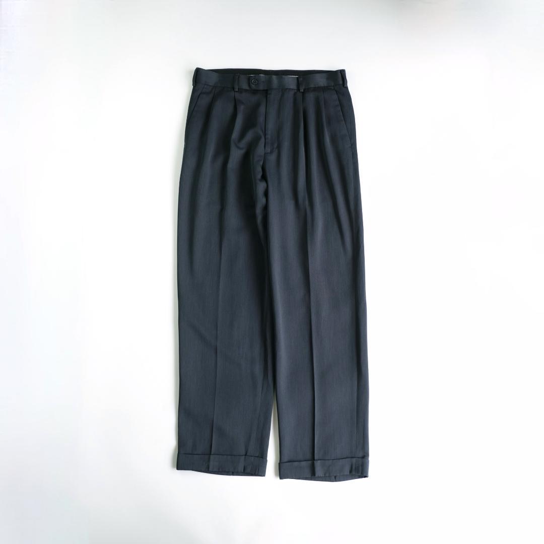 PERRY ELLIS 90s ツータックワイドスラックス 紺 32/32 - メルカリ