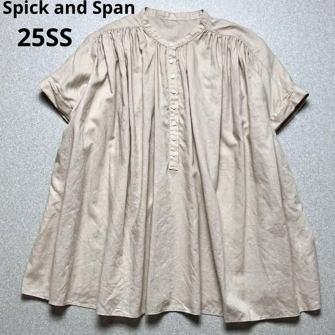 25SS スピック＆スパン コットンリネンスクエアフレンチスリーブ ブラウス