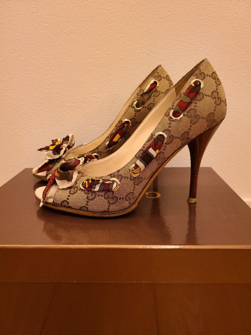 ☆ GUCCI グッチ GG柄 オープントゥパンプス ☆