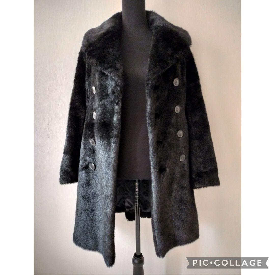 【美品】SUPER HAKKA フェイクファー ダブルチェスターコート ふわもこ 【美品】SUPER HAKKA フェイクファー ダブルチェスターコート ふわもこ