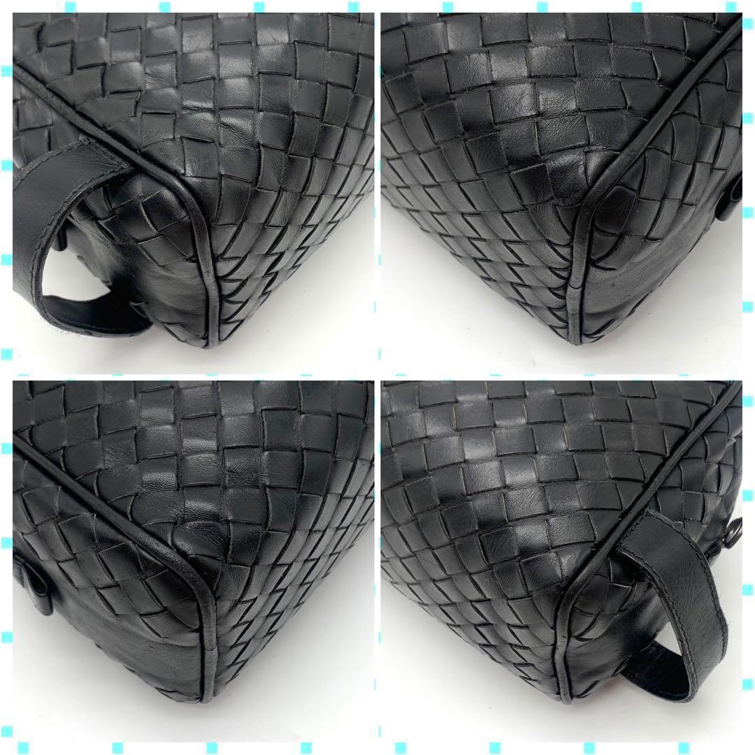 BOTTEGA VENETA イントレチャート セカンドバッグ ハンドバッグ 黒