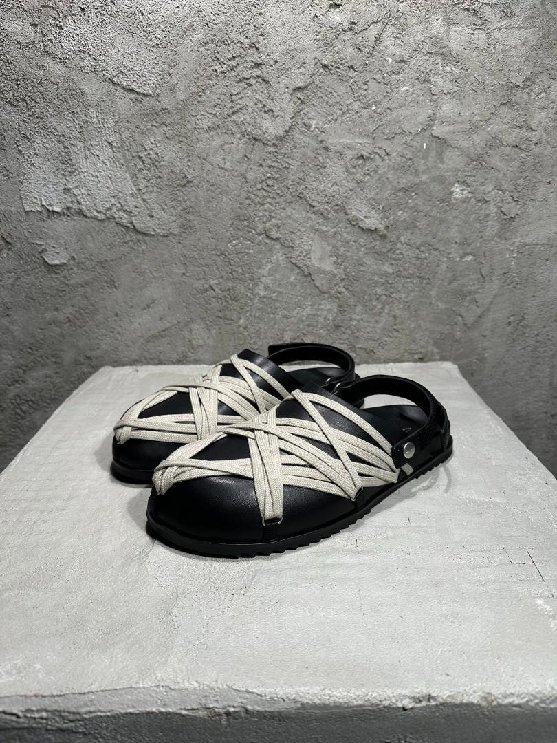 Rick Owens 2025SS 疯狂レースアップサンダル 本革 ブラック