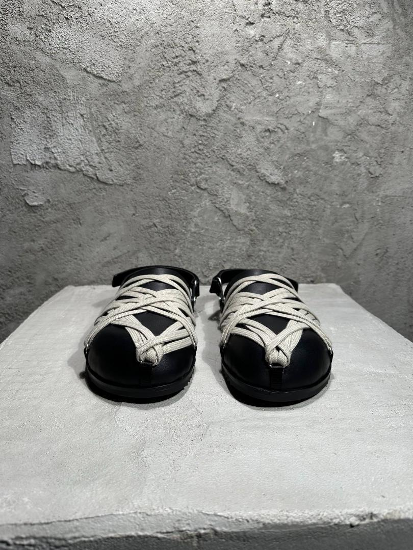 Rick Owens 2025SS 疯狂レースアップサンダル 本革 ブラック