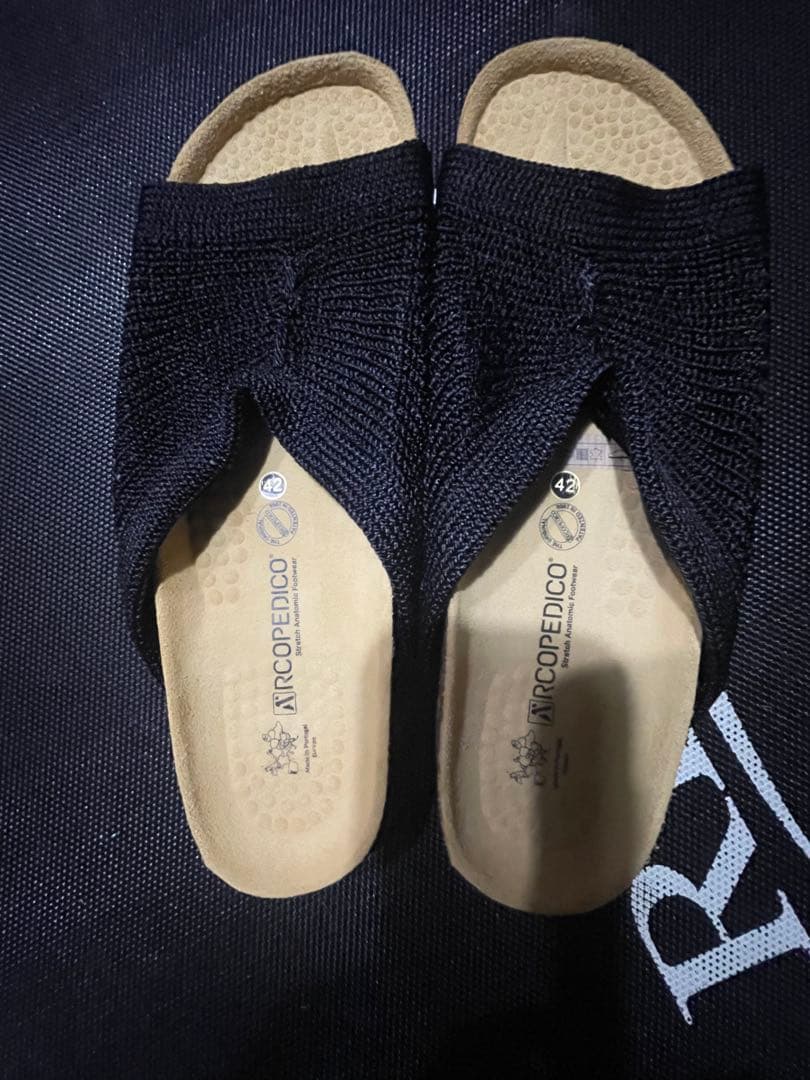新品⭐︎ アルコペディコ サンダル OPEN 42 26.5cm 革インソール 黒 4,550円