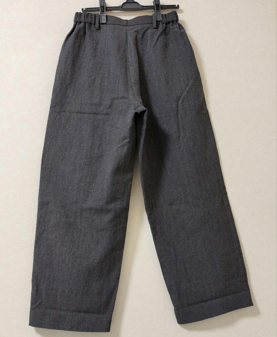 未使用品　中川政七商店　尾州ウールと麻のタックワイドパンツ（グレー）