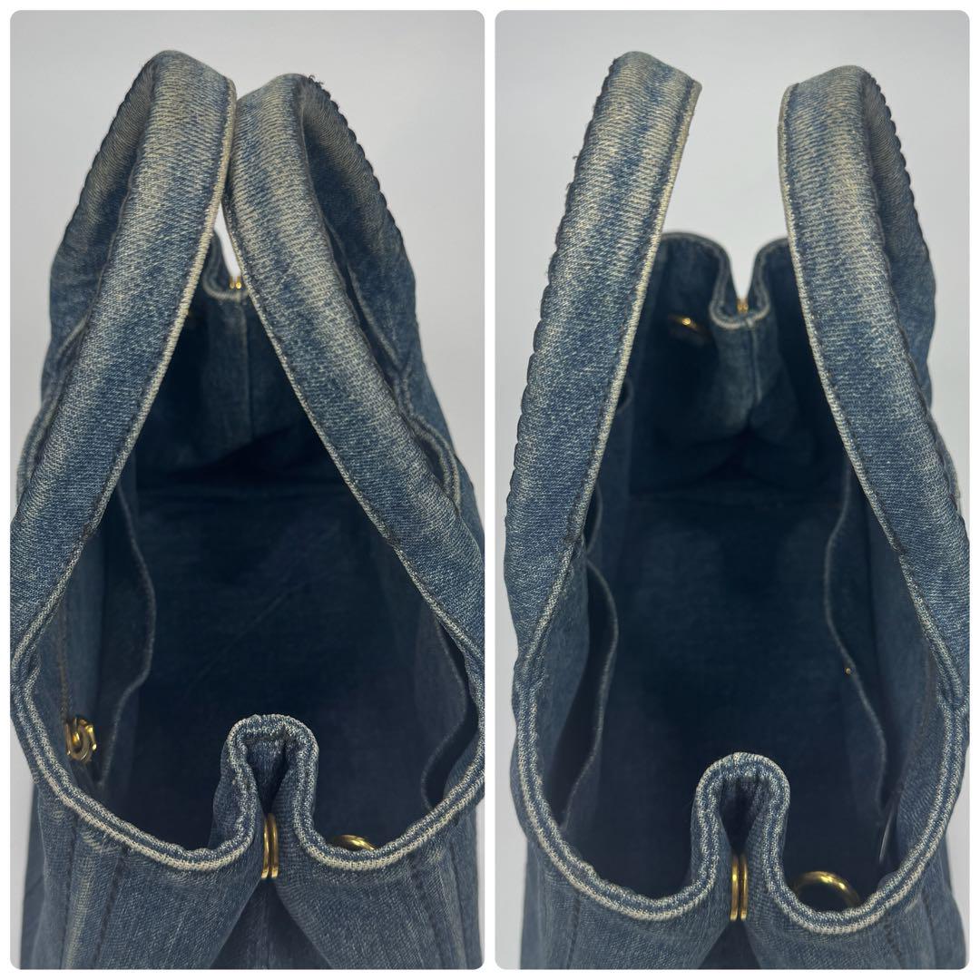 PRADA カナパ S 2way ショルダー付 ハンドバッグ デニム