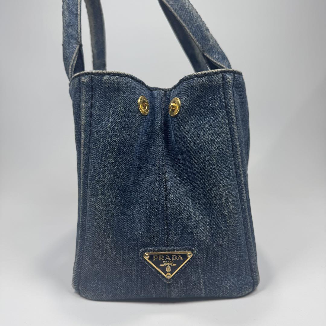 PRADA カナパ S 2way ショルダー付 ハンドバッグ デニム