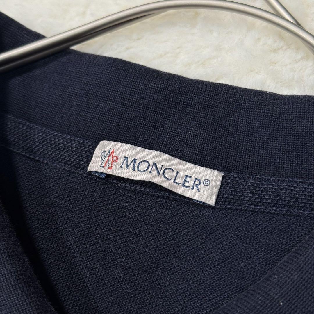 MONCLER モンクレール ポロシャツ 鹿の子 ネイビー 襟ロゴ 袖ワッペン