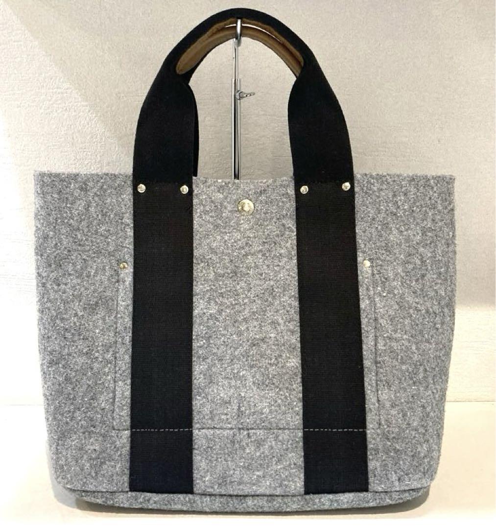 【美品】TOPKAPI イタリアンフェルト テープコンビ トートバッグ　グレー