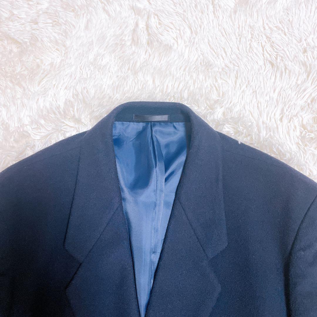 美品✨texco イタリア製生地　カシミヤ混 ロングチェスターコート 紺　XL