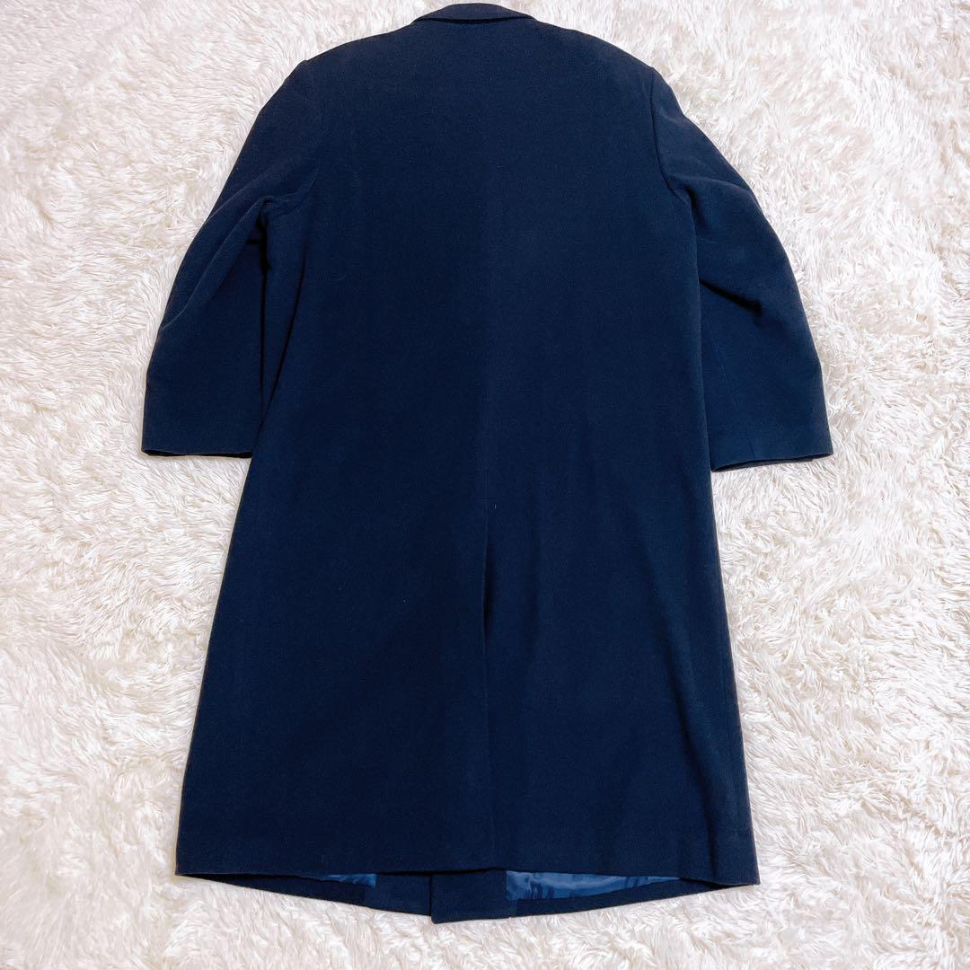 美品✨texco イタリア製生地　カシミヤ混 ロングチェスターコート 紺　XL
