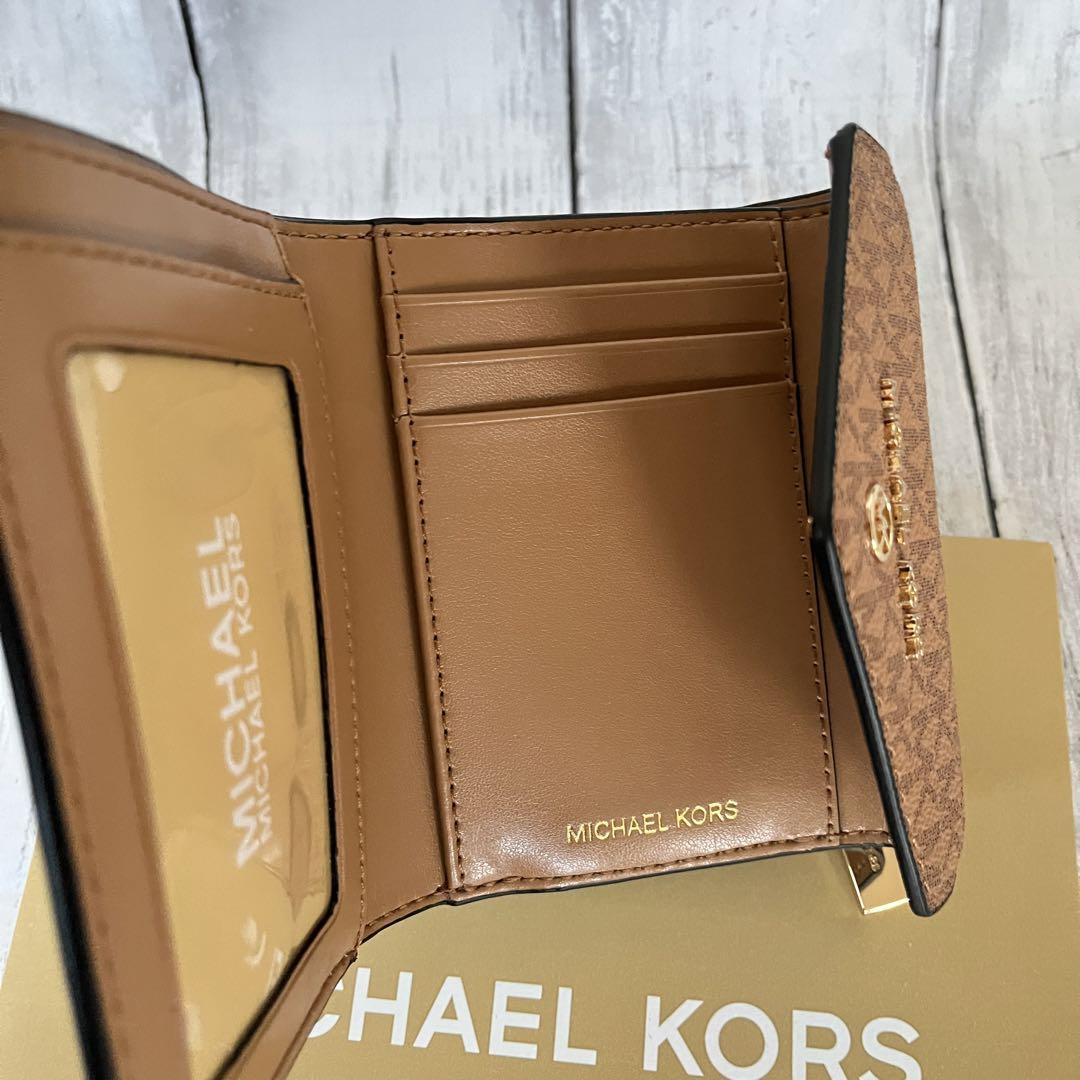 新品未使用 マイケルコース 折り財布 キャメル MICHAEL KORS ☆新品未使用☆MK☆マイケルコース☆二つ折り財布☆コンパクト