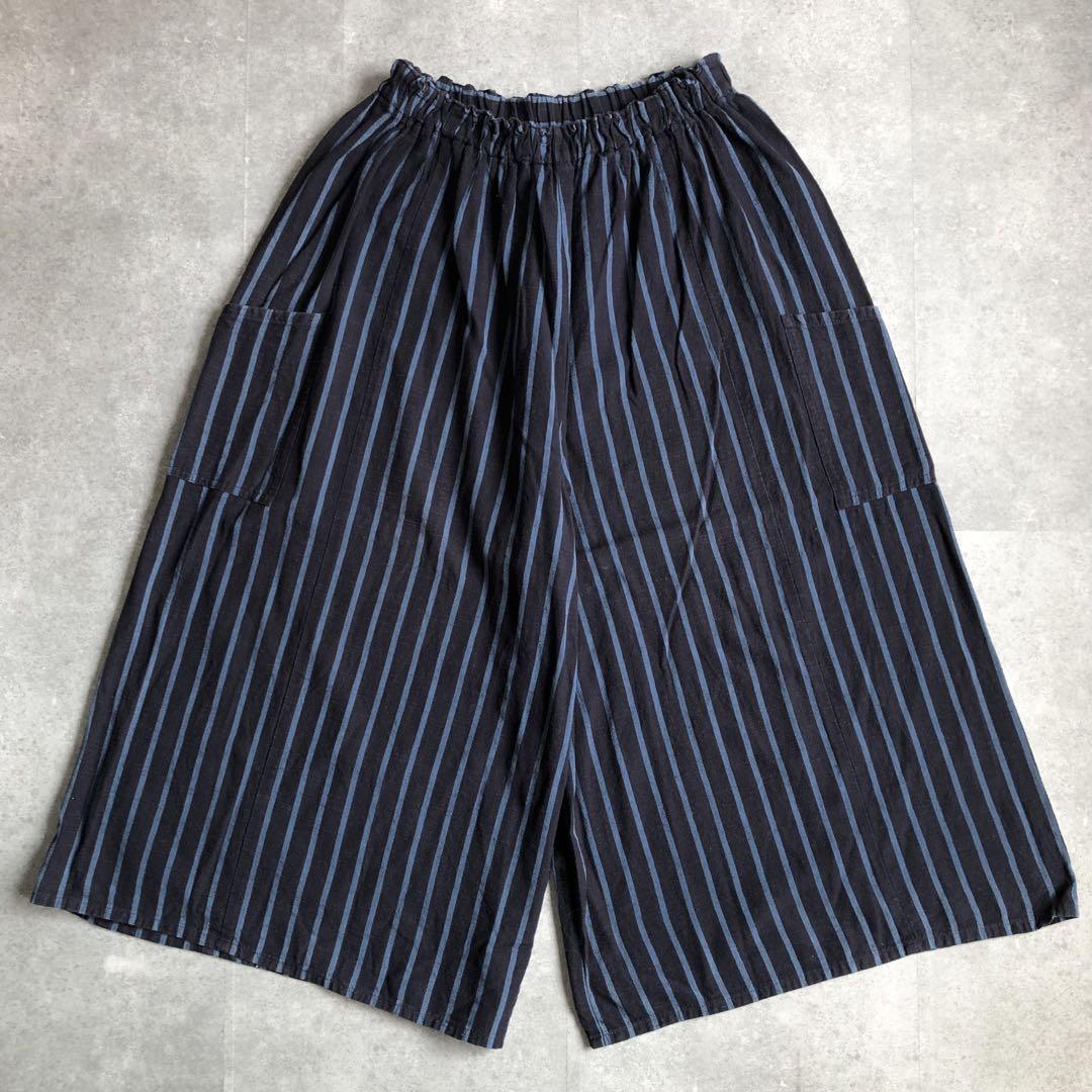 超美品】ヤンマ産業 会津木綿 キュロット ガウチョパンツ 綿100