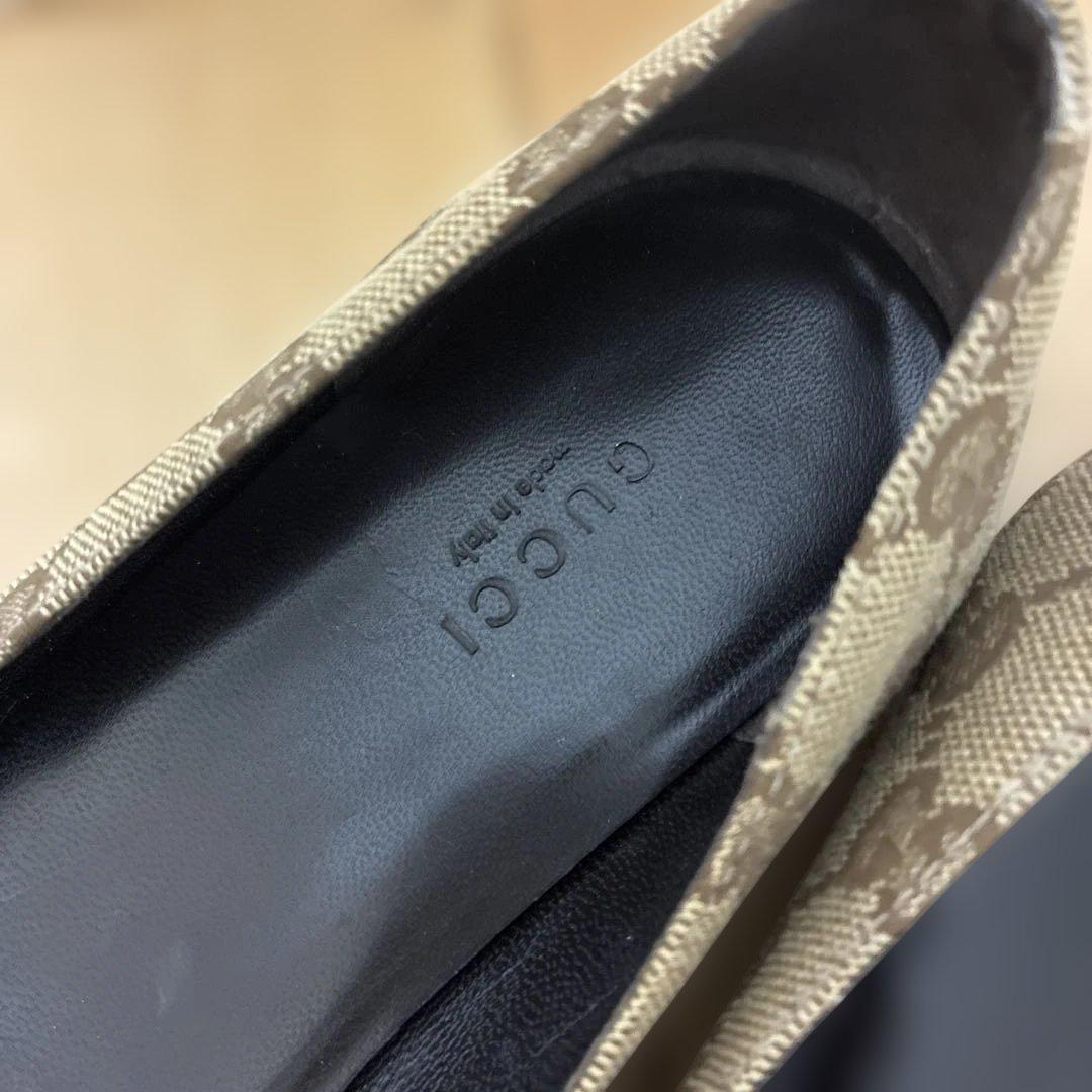 【美品】GUCCI フラットシューズ GG 柄キャンバス 美品】GUCCI フラットシューズ GG 柄キャンバス