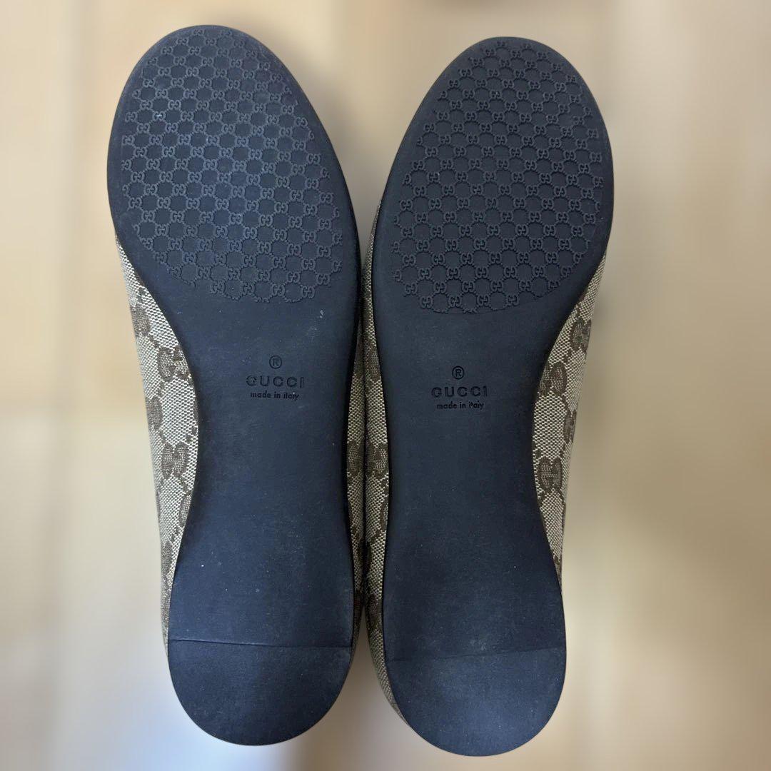 【美品】GUCCI フラットシューズ GG 柄キャンバス 美品】GUCCI フラットシューズ GG 柄キャンバス