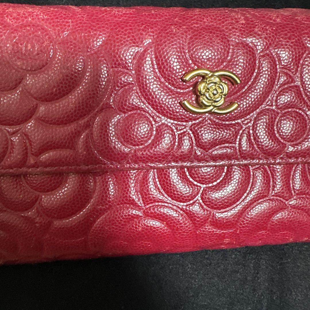 CHANEL カメリア　ピンクウォレット