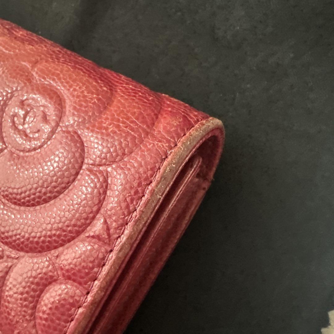 CHANEL カメリア　ピンクウォレット