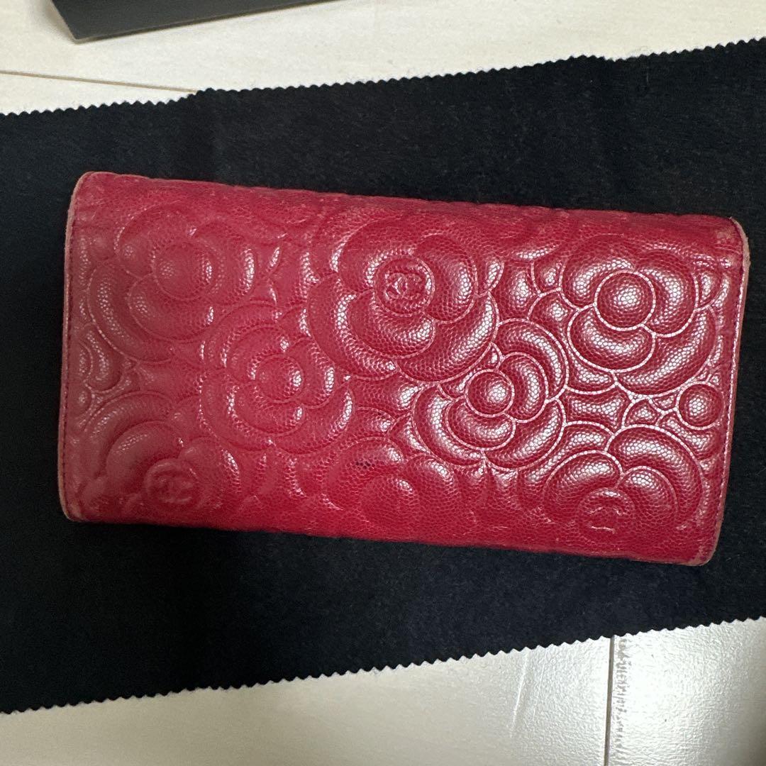 CHANEL カメリア　ピンクウォレット
