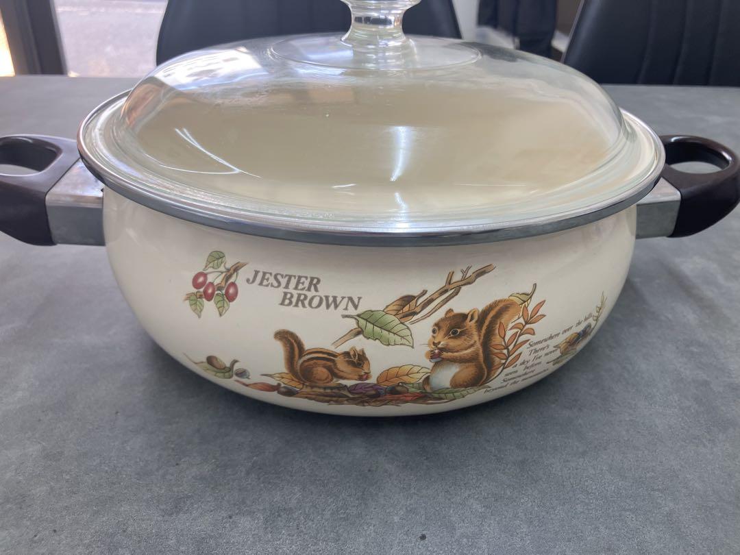 【昭和レトロ】JESTER BROWN ホーロー鍋 未使用 25cm
