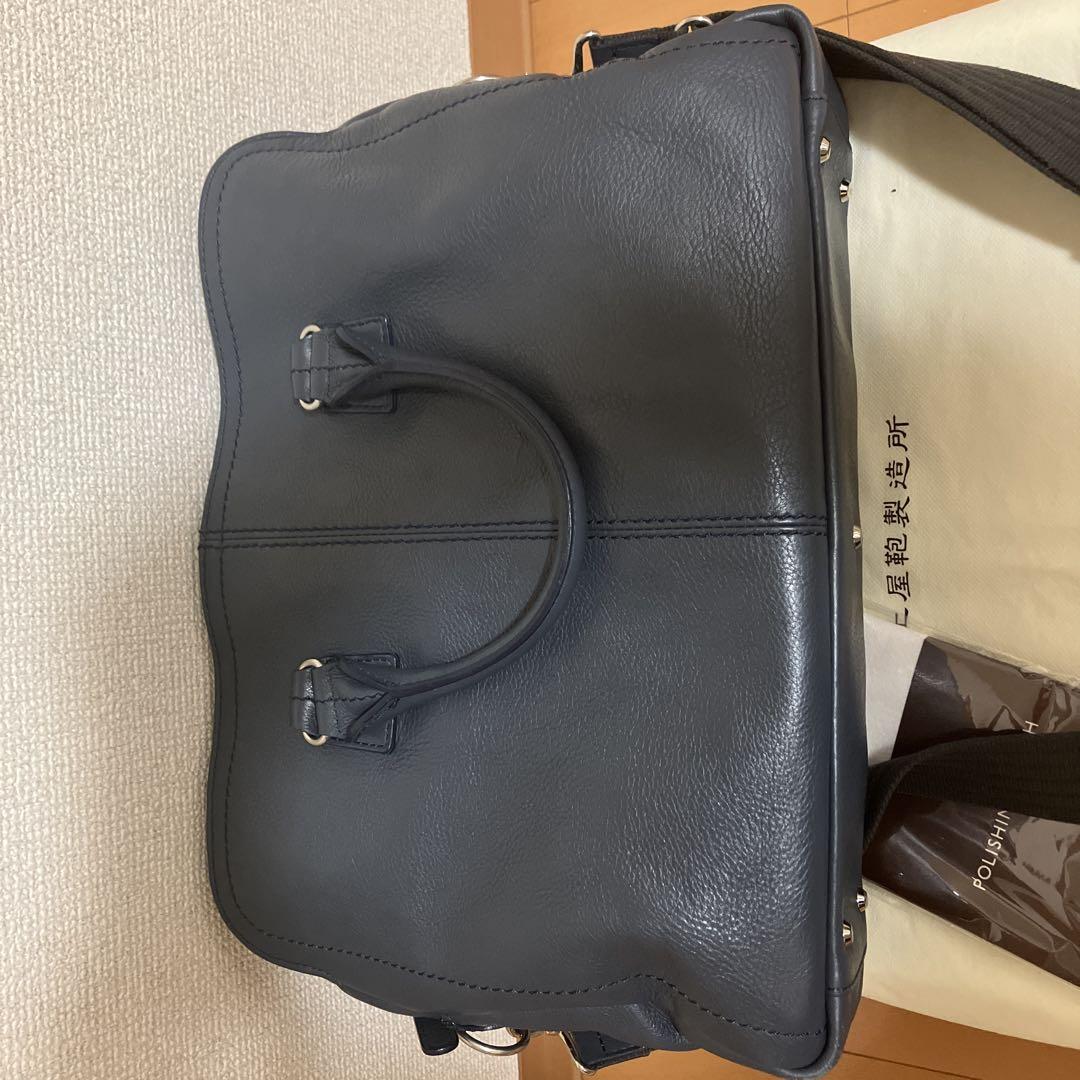 ダークブルー レザー ビジネスバッグ　土屋鞄