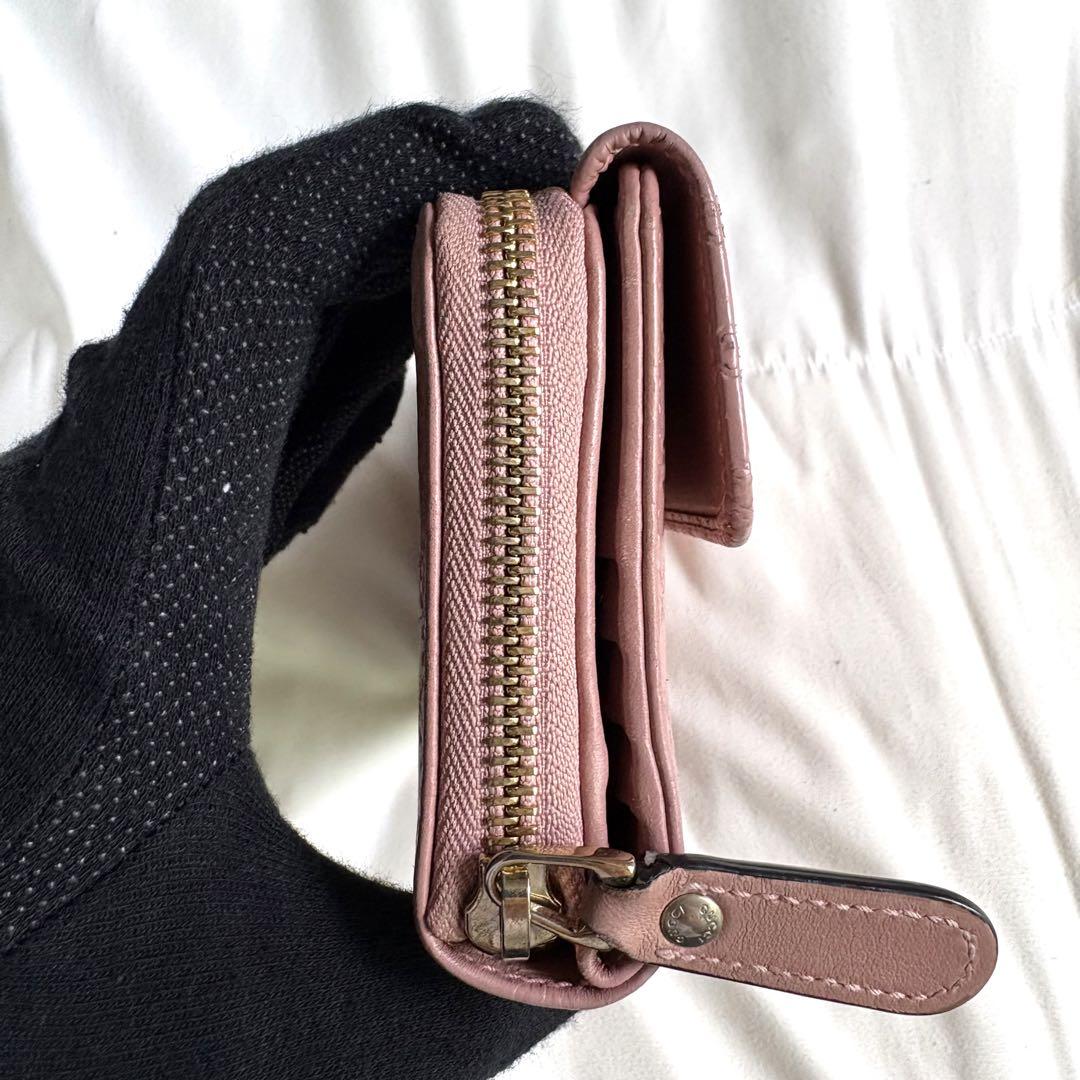 極美品✨グッチ 長財布 オーガナイザー マイクロシマ ピンク レザー