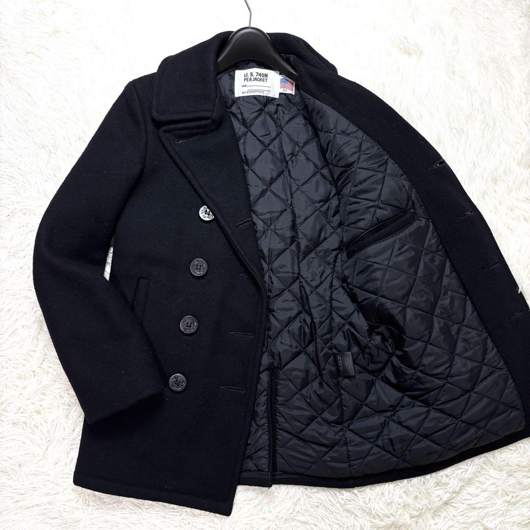 美品✨SCHOTT ピーコート 34 ブラック M相当 キルティング 740N 美品✨SCHOTT ピーコート 34 ブラック M相当 キルティング 740N