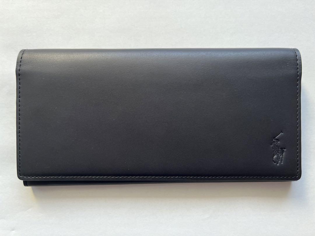 新品 ポロラルフローレン 長財布 メンズ ブラック牛革 ロング