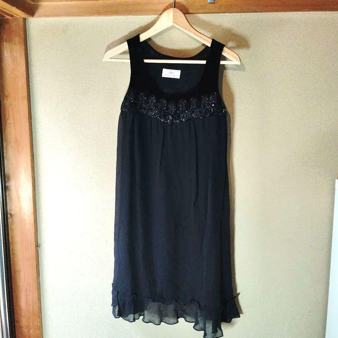 GRACE CONTINENTAL ビーズ刺繍ノースリーブワンピース 黒 S