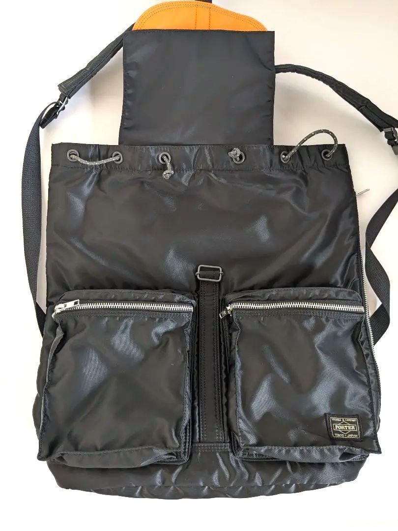 【美品】PORTER タンカー 廃盤品 リュック 黒×オレンジ 画像2