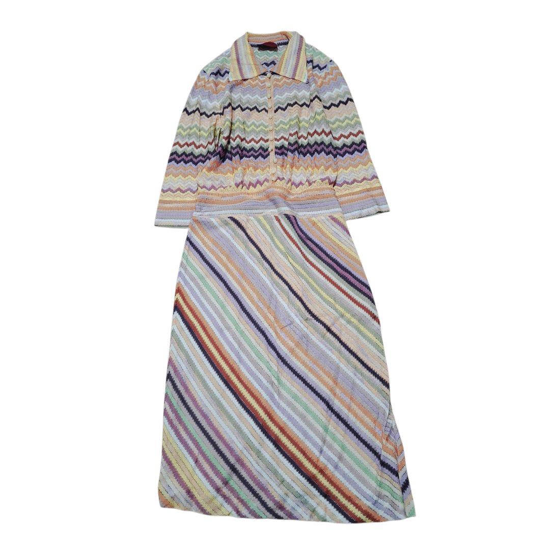 MISSONI　襟付きワンピース　マルチカラー　薄手ニット