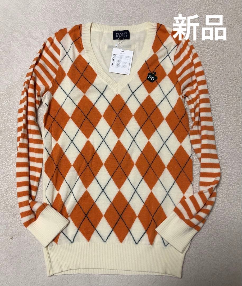 新品 パーリーゲイツ ニット ゴルフウエア アーガイル柄 サイズ1