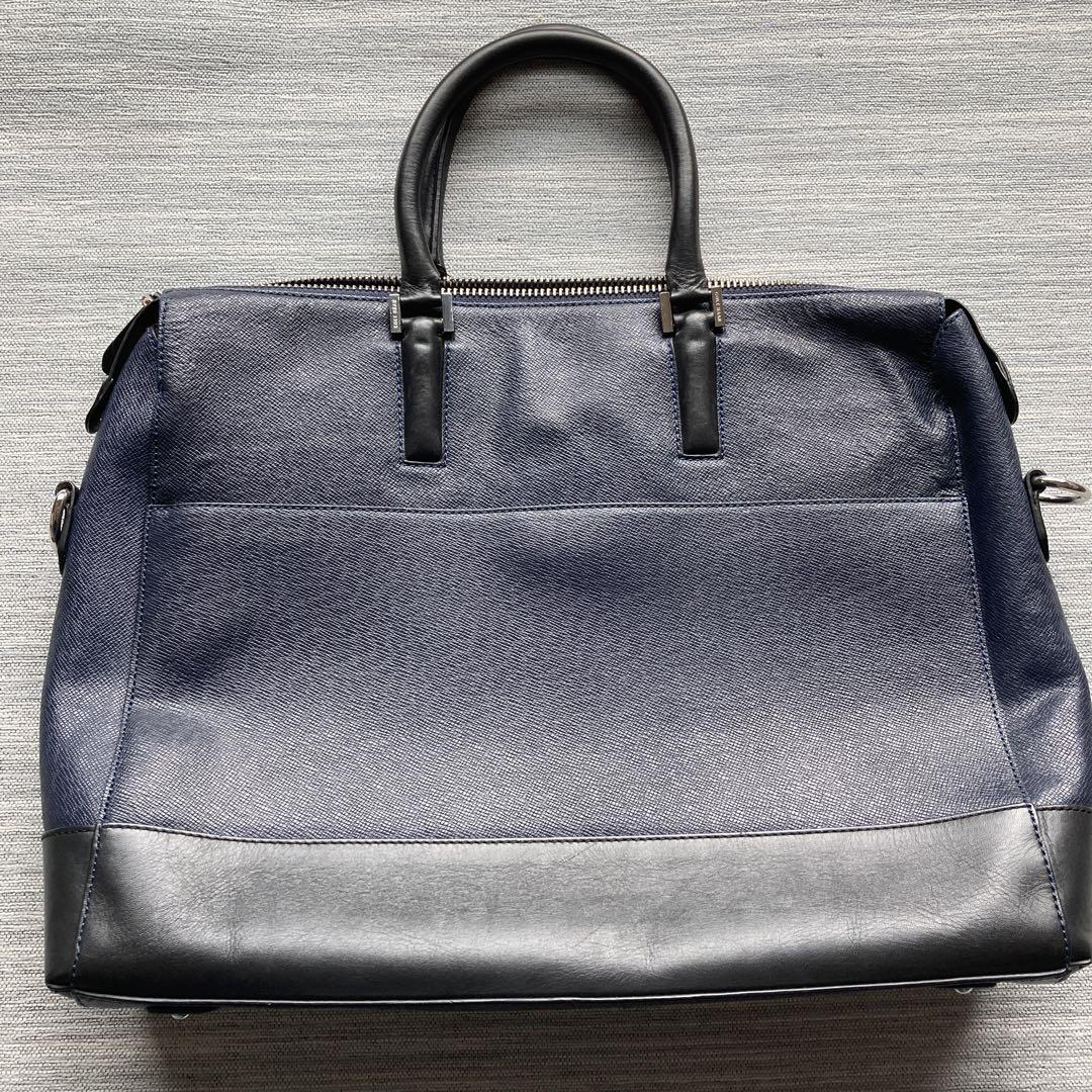 COLE HAAN ブラックレザー ビジネスバッグ COLE HAAN シボ革 レザー ブラック ビジネスバッグ A4 大容量