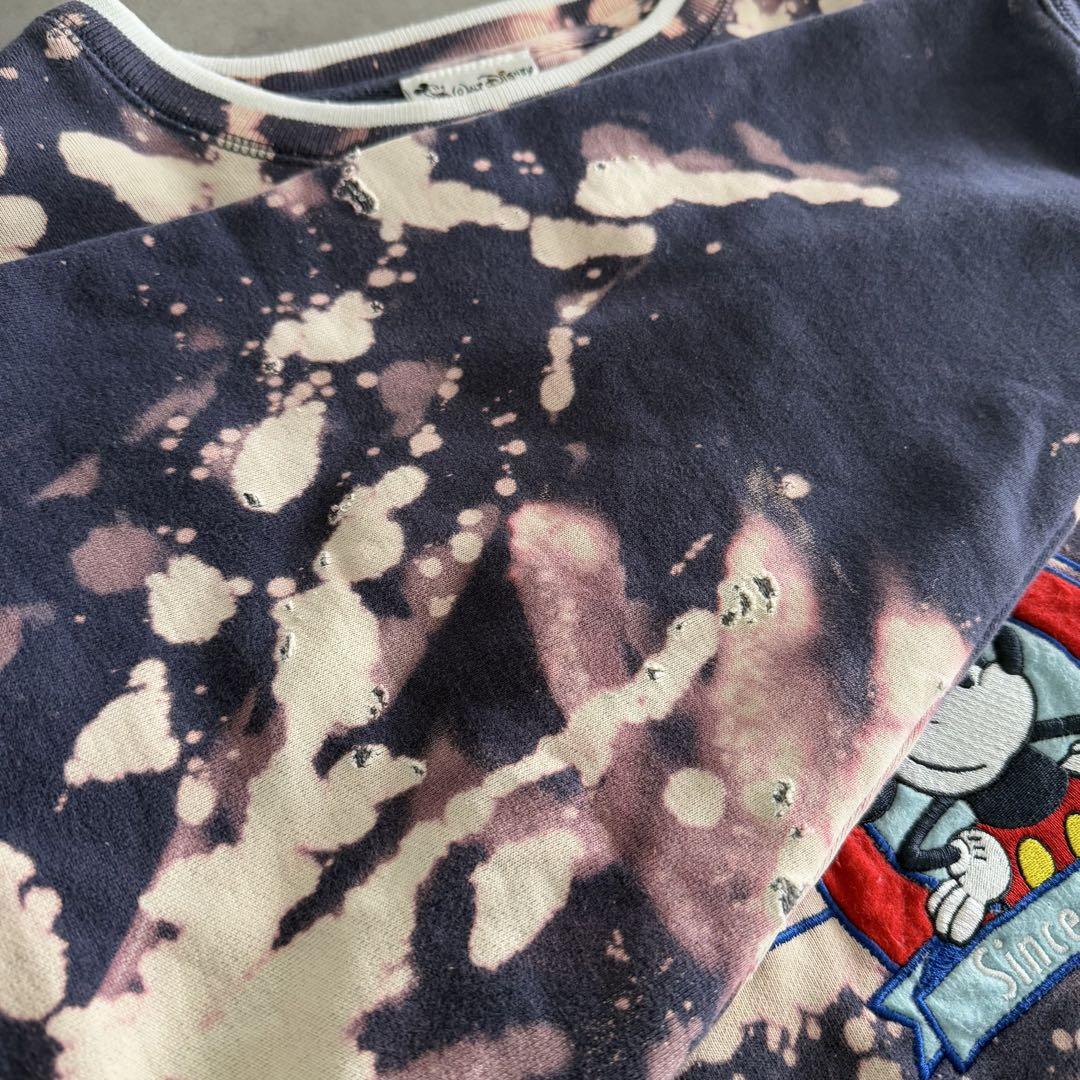 Mickey Mouseミッキーマウス スウェットシャツXXL ネイビーブリーチ
