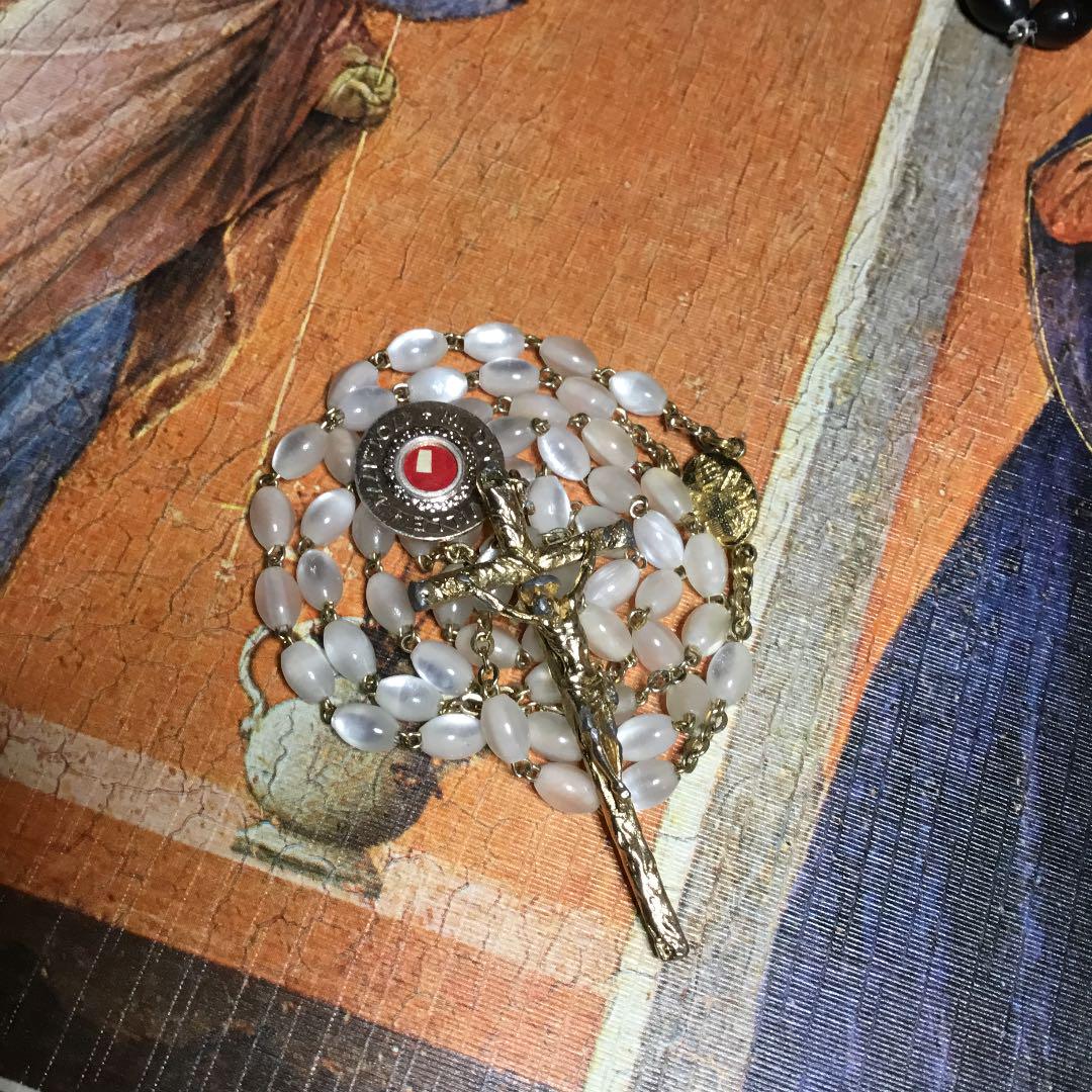 ヴィンテージ ロザリオ ミラクルミルクビーズ 聖遺物メダイ