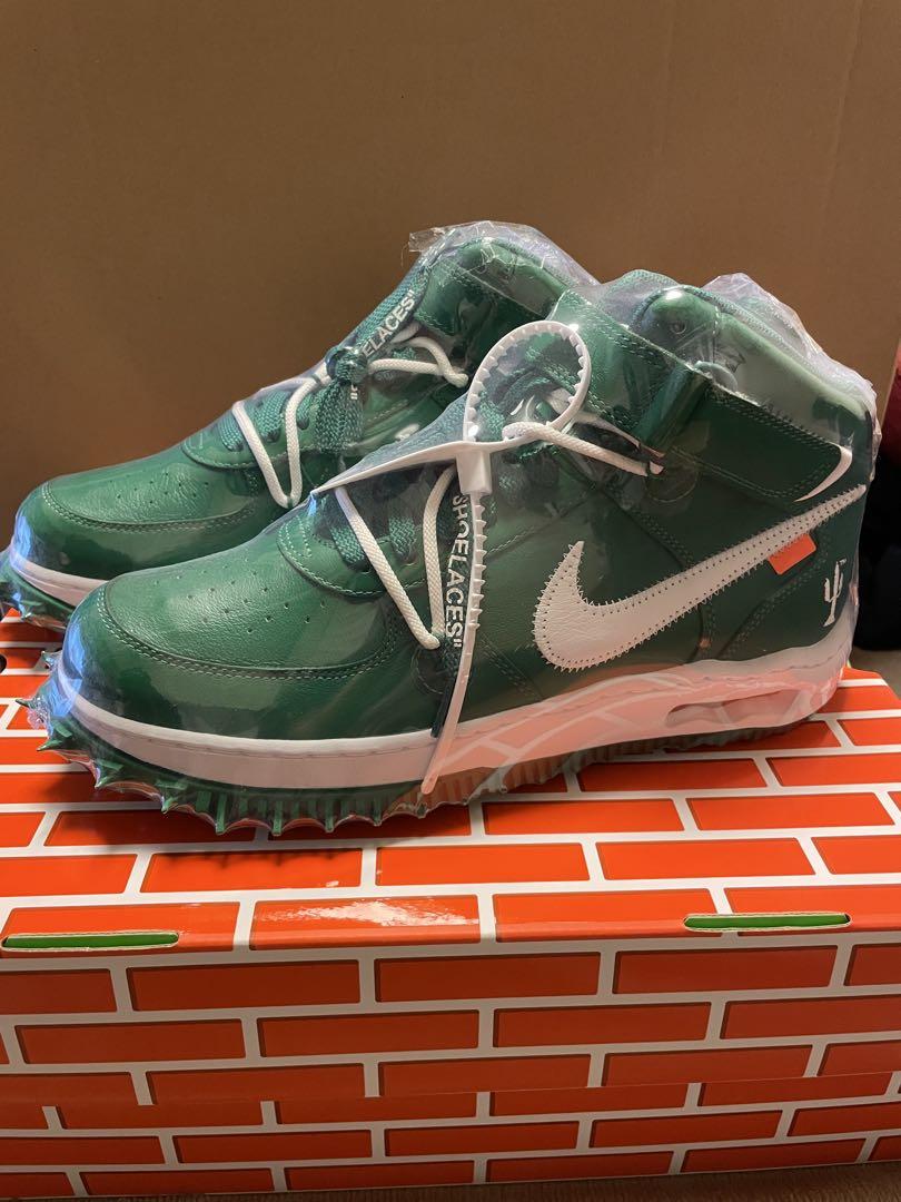 OffWhiteNikeAirForce1 MidSPLTHRPineGreen