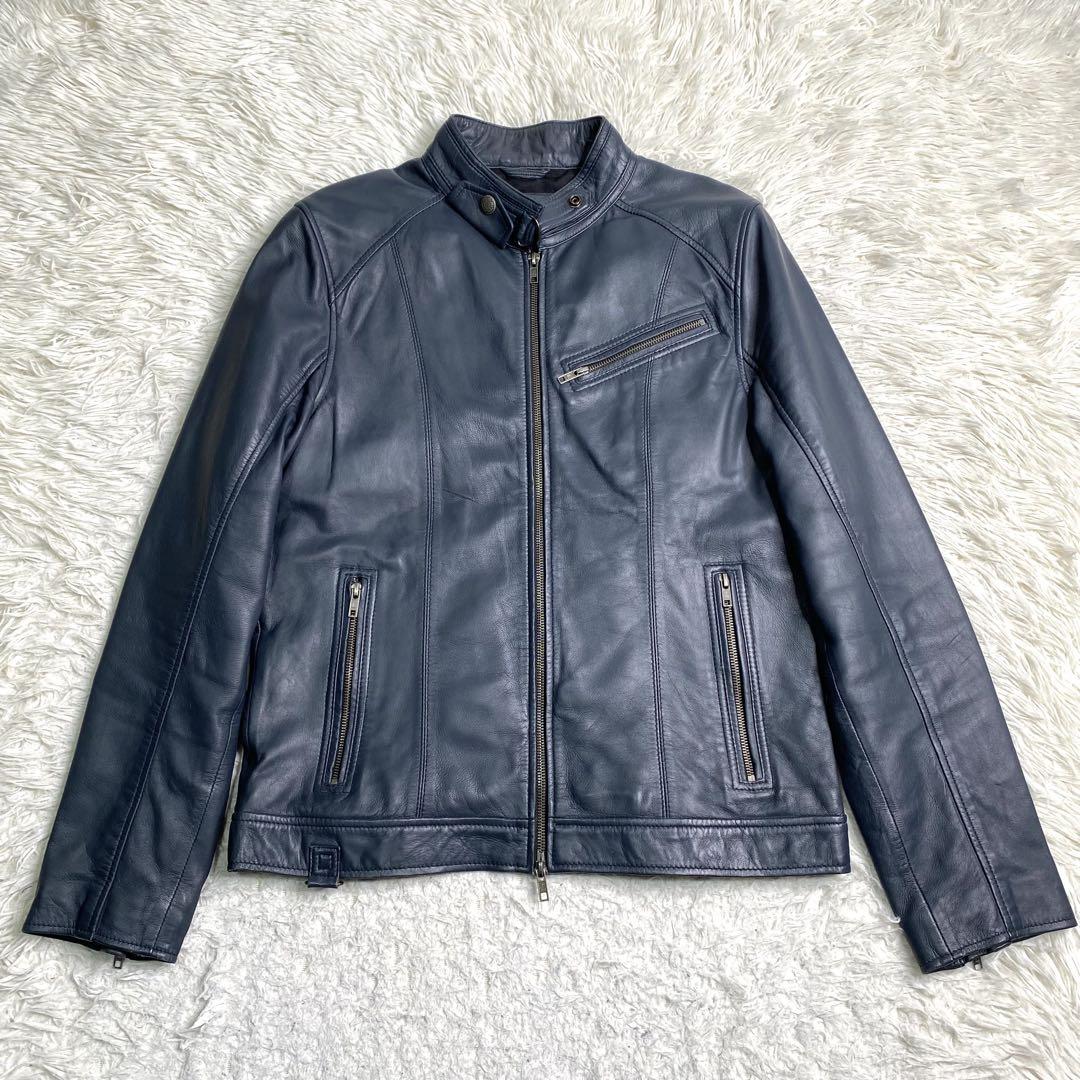 Liugoo Leathers ライダース シングル ラムレザー L 紺L・Liugoo Leathers