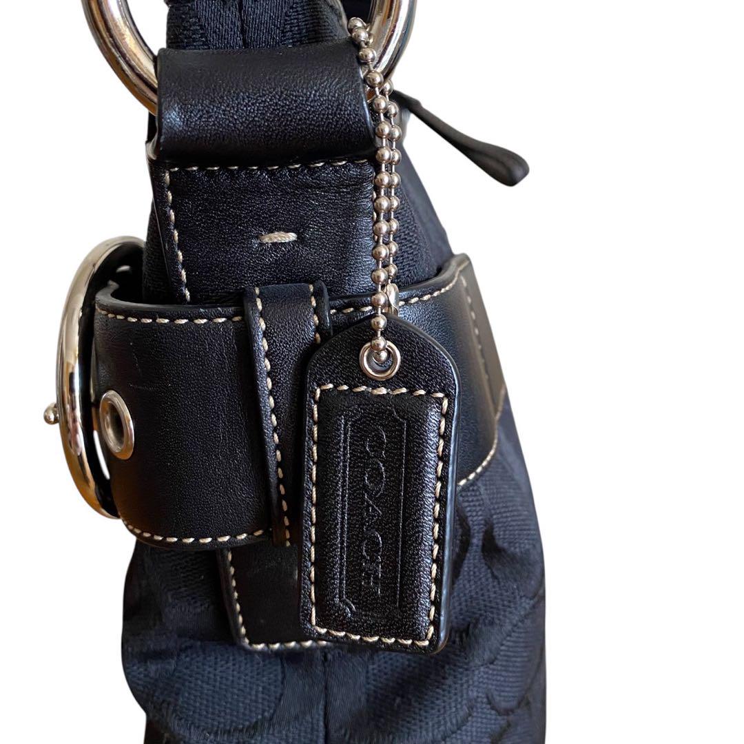 極美品 COACH コーチ ショルダーバッグ キャンバス ブラック 斜め掛け