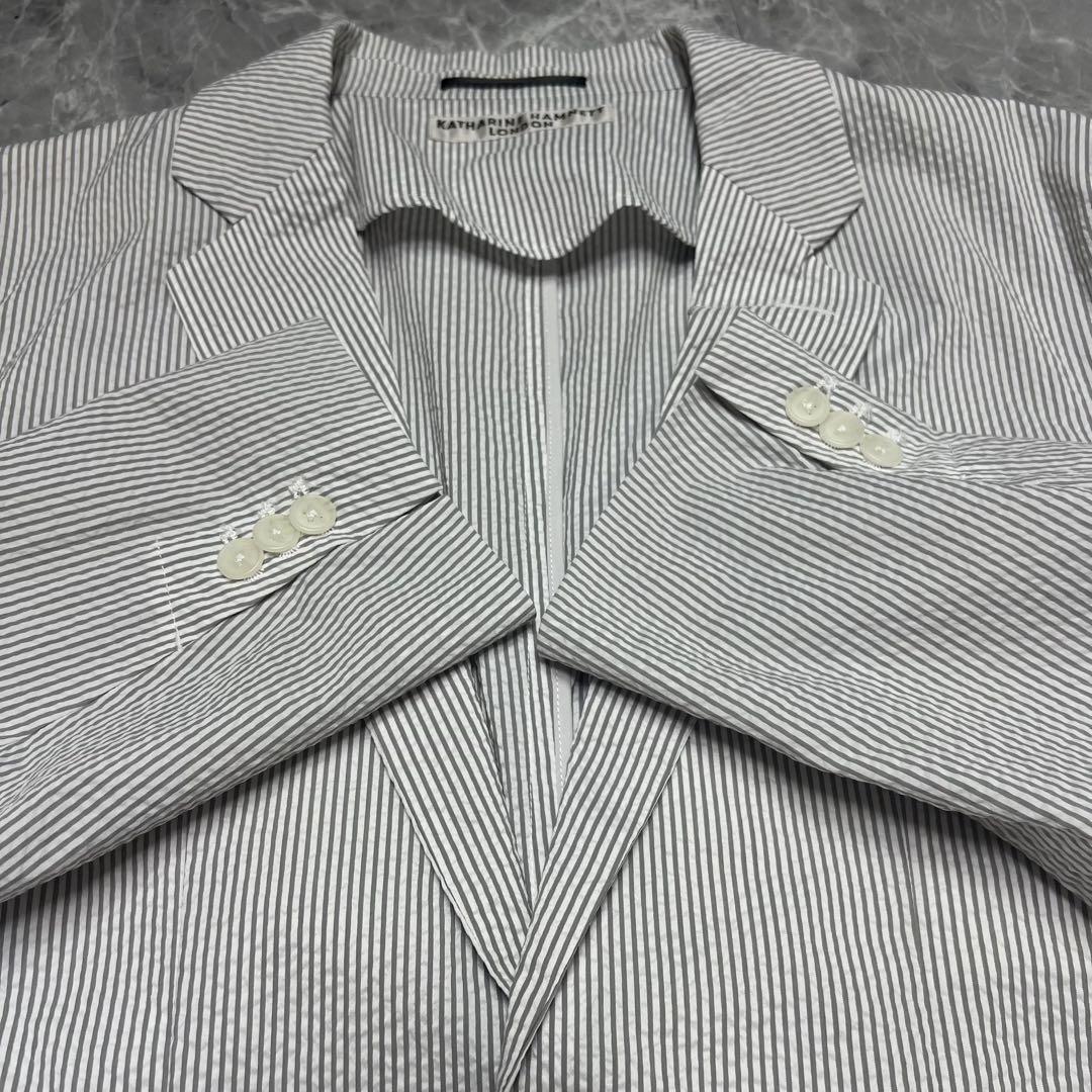 【美品】キャサリンハムネット　シアサッカー　テーラードジャケット　2XL