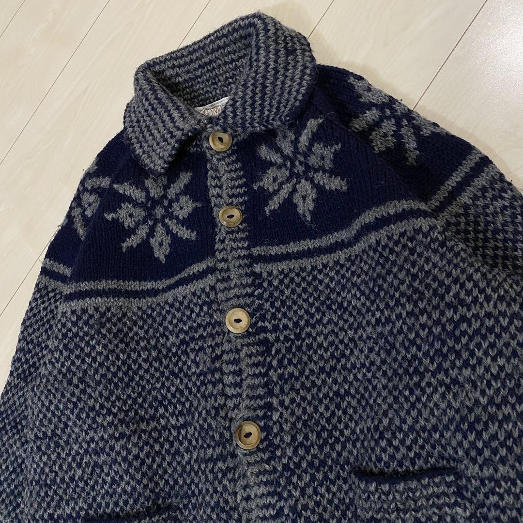 INVERALLANインバーアラン　ウールカーディガン　スノーフレイク柄　茶タグ